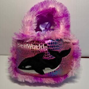 🐳 Kids Purse Sea World Orca Bag Toy Carrier Whale Shamu Purple Pink Glitter